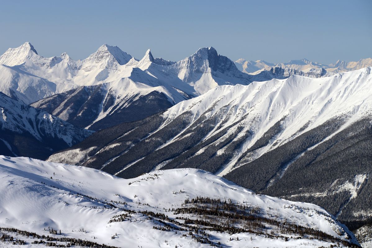 09K Mount Selkirk, Catlink Peak, Split Peak From Lookout Mountain At Banff Sunshine Ski Area